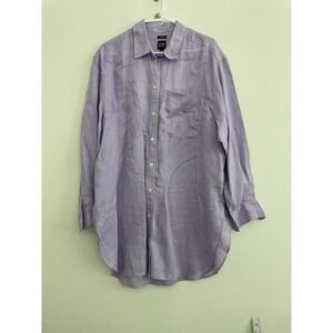 Gap Button Down Shirt Tunic Women L Purple Linen Coastal Cover Up Resort Beachy